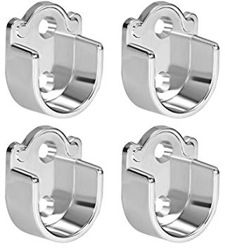 sourcing map Soporte de Barra de Armario, 4 Soportes para Barra con Brida, Soportes de Enchufe para Tubería, 19mm de Diámetro, Soporte para Barra de Cortina para Baño Armario