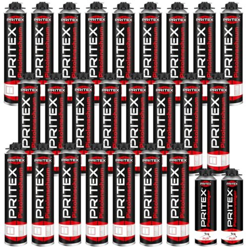 Bauschaum Set 24 x 750ml Pistolenschaum inkl. 2 Pistolenreiniger 500ml PU Schaum Montageschaum