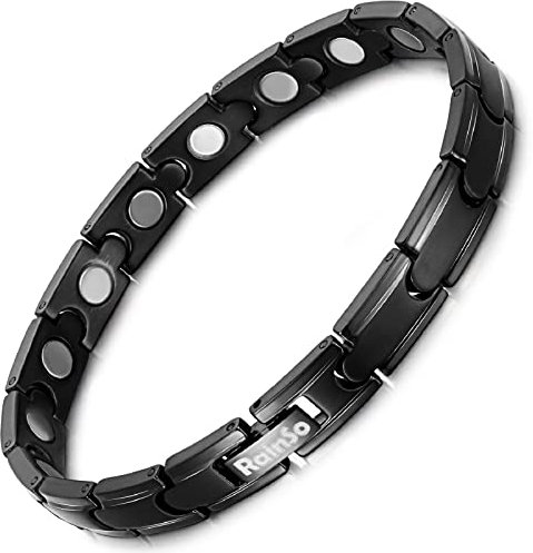 RainSo Starkes Magnetarmband für Herren aus Titan - Magnetisches Titan Armband(Schwarz)