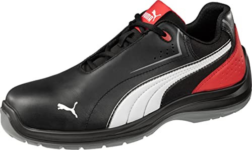 PUMA Safety Touring Black Low - Zapatos de seguridad S3 ESD SRC con puntera de fibra de vidrio, antideslizantes, sin metal, unisex, color Negro, talla 43 EU