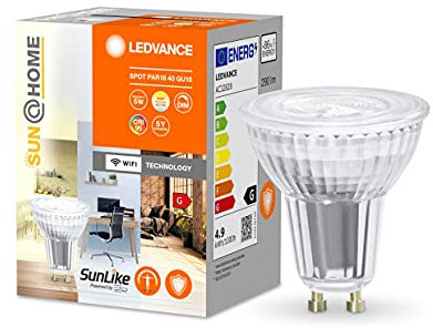 LEDVANCE SUN@HOME LED Lampe GU10 mit 4,9W ersetzt 40 W, 268 Lm, Sonnenlicht bis Kaminfeuer (2200-5000K), CRI95, SUN@HOME Smarte WIFI Leuchte per Alexa, google und App steuerbar