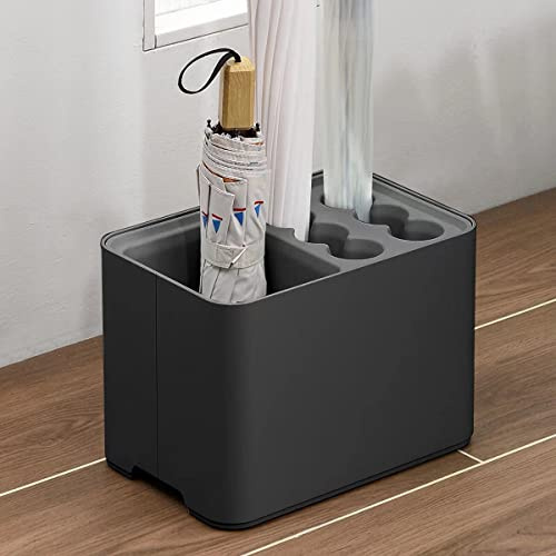 GeLive Portaombrelli con vassoio antigoccia, per ingresso, angolare, salvaspazio, decorazione per casa e ufficio, 10 ombrelli (nero)