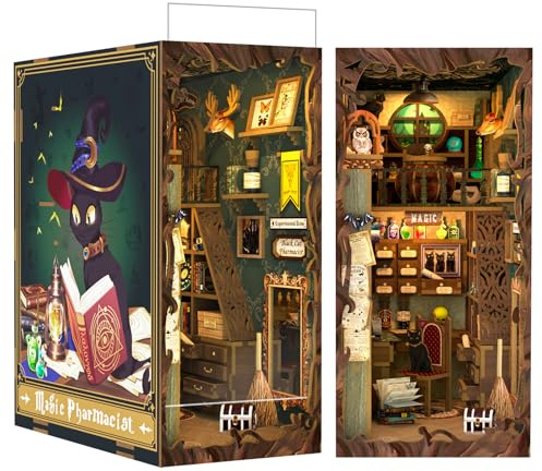 Cutefun Book Nook – DIY-Miniatur-Puppenhaus-Bausatz 3D-Puzzles für Tiny House - Bücherregal-Dekoration Diorama-Modellbaukästen Magische Geschenke für Frauen, die Bücher lieben (Magic Pharmacist)