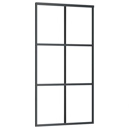 vidaXL Puerta Corredera Entrada Corrediza Deslizante Hogar Cuarto de Baño Salón Sala de Estar Habitación ESG Vidrio y Aluminio 102x205 cm Negra