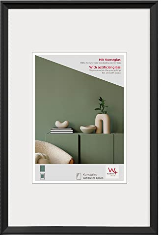 walther design Bilderrahmen schwarz 40 x 50 cm mit Kunstglas, Desire Kunststoffrahmen DEX050B