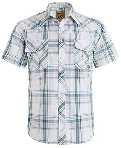 Coevals Club Chemise Hommes Manches Courtes Chemises à Boutons pour Hommes Décontractées à Deux Poches Regular Fit(White Plaid #28 4XL)