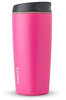 Owala SmoothSip Insulated Stainless Steel Coffee Tumbler, Reusable Cup, Travel Mug, BPA Free, 590ml, Pink (Watermelon Breeze)