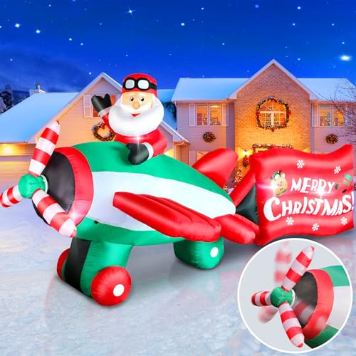 320 cm Babbo Natale Gonfiabile con ventilatore, 10,5 piedi Figura Gigante con Combattente, Luce LED Deco Invernale Natalizia IP44 Resistente alle Intemperie per Cortile Giardino Interno Prato Esterno