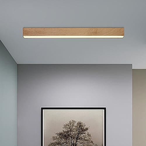 Iluminación de techo, luminaria de techo lineal, luces de techo LED de montaje semi empotrado, lámpara de pared de aluminio con diseño geométrico minimalista nórdico de veta de madera para comedor,