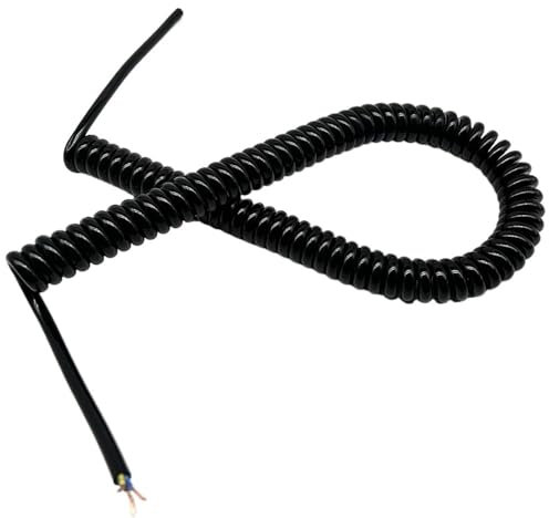 Bobina retrattile a filo elastico multicore, Cavo a spirale a 3 conduttori, 0,7 mm quadrati, 2,5-7,5 metri, diametro esterno 6 mm, 9 mm(Stretch 1.2 meter)