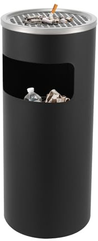 Cubo de basura metálico inoxidable, con recipiente interior extraíble, cenicero de pie, adecuado para interiores y exteriores