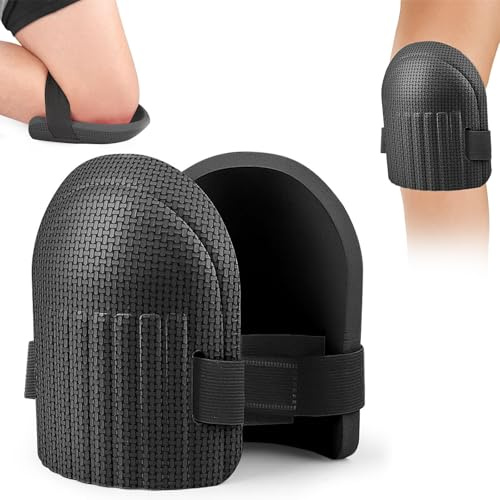 Genouillères pour la construction et le jardinage - Mousse EVA légère et durable, sangles réglables, antidérapantes, 17 x 18 cm, protection confortable pour homme et femme, idéal pour le travail, le