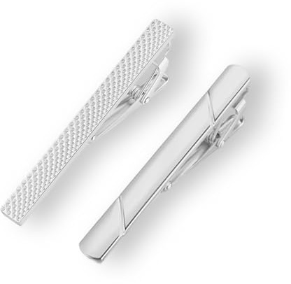 fKiZanthene Tie Clips for Men, Silver Copper Tie Pins, Minimalist Business Wedding Tie Accessories, for Dad, Boyfriend, husband