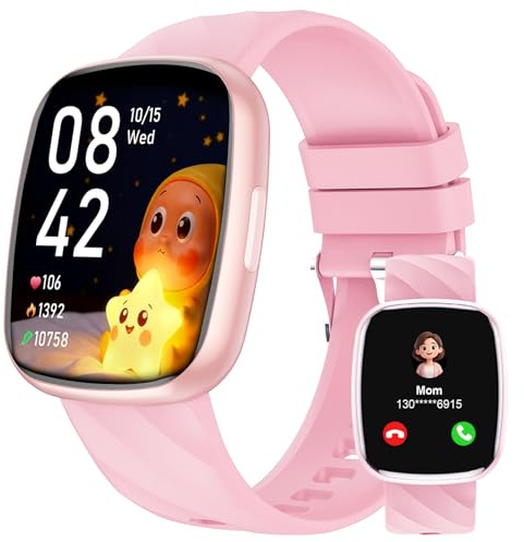 Smartwatch Bambini-Orologio smartwatch bambina IP68 con 110+ Modalità Sportivo Contapassi Frequenza Cardiaca Monitor Sonno-Orologio sportivo bambini Smart watch ragazze e ragazzo Ado 4-15 Anni Rosa