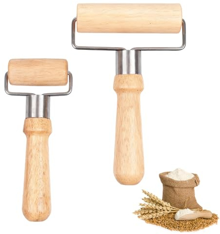 ZY-otu Nudelholz Klein,2 Stück Teigroller Klein,Teigroller Holz,Geeignet für Pizza und Kekse | Nudelhölzer in Zwei Größen mit Glattem Griff