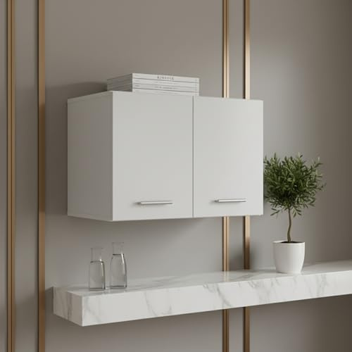 Komodee Hängeschrank FAUSKE - Geräumig - 2-türig - Weiß - Breite 69 cm, Höhe 40 cm, Tiefe 49 cm