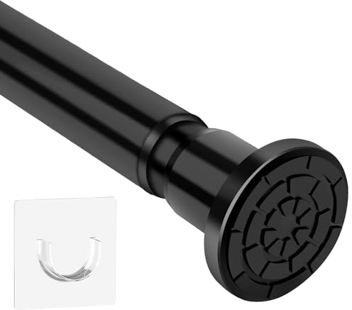 Tringle à rideaux sans perçage tringle à rideaux réglable 71-155 cm tringle à rideaux en acier inoxydable antidérapante tringle Télescopique pour penderie cintre salle de bains balcon Noir