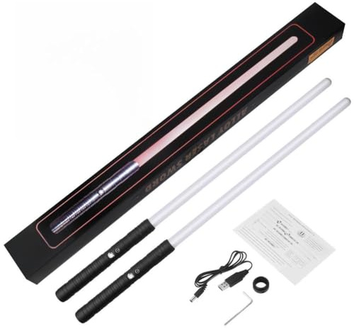 Yunseity Luminous Light Stick Skickligt Handtag med Filmverkliga Effekter Vane/Wing Builder Connector för Barn och Vuxna 31,49 Tum/80 Cm 7 Färger [Actionpackad lek] (2 st)