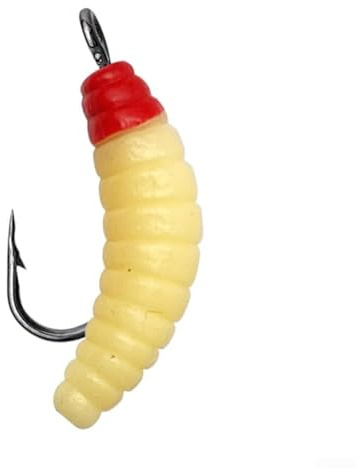 Gdfnmogo 30pcs Maggot Fly Fishing Wet, Trout Flies Glow Bait with Hooks, Plastic Grubs for Trout and Bass, Lasting Bright Colors, Includes Fly Box(30 PIECES OF BOXES)