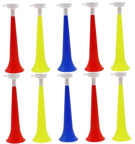 Ameble 10 bocinas de plástico ruidosas para estadios y Eventos Deportivos. Vuvuzelas para animar Partidos de fútbol y Fiestas. Color Aleatorio.