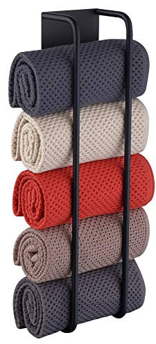 HomeHeng Gästehandtuchhalter Ohne Bohren Schwarz,Handtuchregal Selbstklebend Edelstahl SUS304 Handtuchaufbewahrer Korb Bad Handtuch Aufbewahrung 40cm,Y01-MB