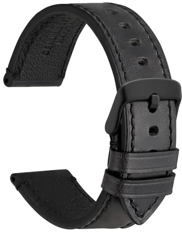 WOCCI Bracelet de Montre, Cuir Pull Up, Boucle En Acier Inoxydable, Largeur de Bande 18mm 20mm 22mm 24mm