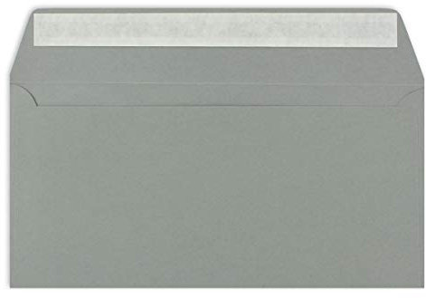 150 DIN Lang Brief-Umschläge Grau - 11 x 22 cm - 120 g/m² Haftklebung Standard Brief-Kuverts für Taufe & Einladungen von Ihrem Glüxx-Agent