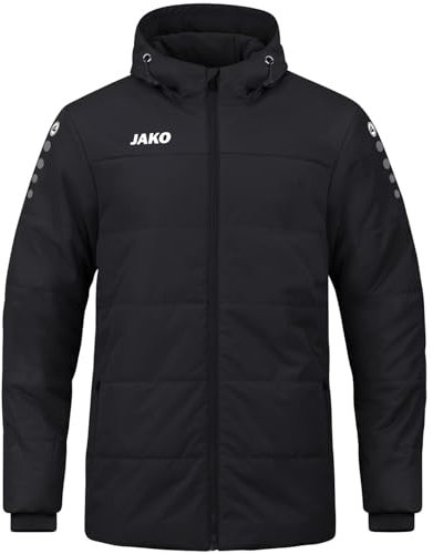 JAKO Herren Coachjacke Team mit Kapuze, Schwarz, L
