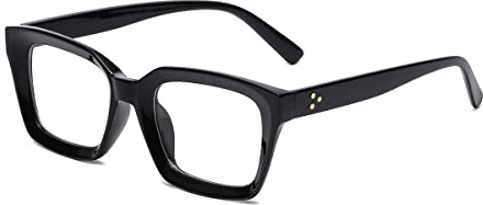 YUELUQU Classic Square Eyewear Non Prescription Thick Glasses Frame for Women Men (Black)