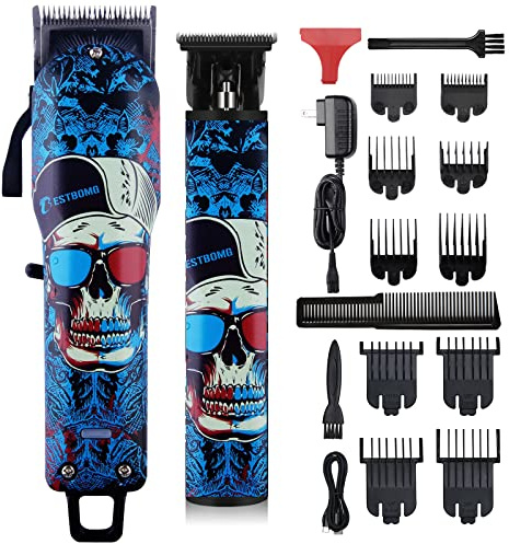 BESTBOMG Hair Clippers Haircut Machine Beard Trimmer Professional, Cordless Electric Shaver Machine 6000RPM Grooming Haircut Kit Ceramic Blade 2000mAh/1200mAh Rechargeable Battery(Y1+T9)