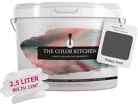 Livingwalls THE COLOR KITCHEN universelle Wandfarbe - Malerfarbe für Wohnräume und Arbeitszimmer - matte Innenfarbe in Grau - 2,5l Deckfarbe in TCK1014