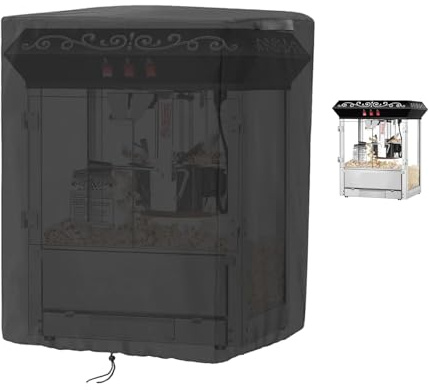 Rilime Popcorn Machine Cart Cover - Waterproof 420D, Dustproof, Windproof Drawstring, Black, 21L x 18W x 25H