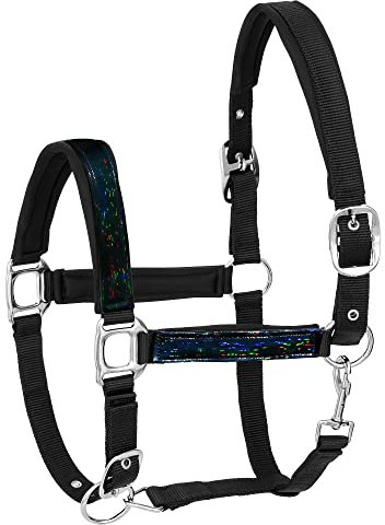 Start Weiches Pferdehalfter mit Neoprenpolsterung – Verstellbares Nylon Halfter für Pferd – Weidehalfter & Stallhalfter – Reißfest & Komfortabel (Full (Warmblut), Holo)