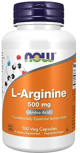 Now Foods, L-Arginine, 500mg, 100 Capsule vegane, Aminoacido, Vegetariano, Testato in Laboratorio, Senza Glutine, Senza Soia, Senza OGM
