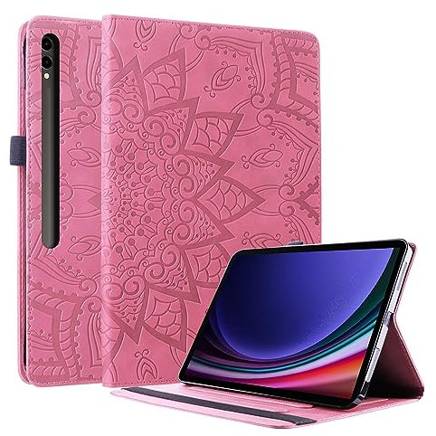 AsWant Hülle für Samsung Galaxy Tab S9+ Plus 5G 2023 /S8+ Plus 5G 2022 /S7 FE 2021/S7 Plus 2020 12.4 Zoll Ultra Dünn PU Leder Schutzhülle für SM-T730/ T736B/ SM-X810/ X816/ SM-970/ SM-976B (Rosa)