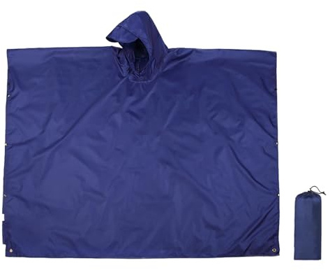 BDSHUNBF Waterproof Rain Poncho Lightweight Reusable Rain Poncho Adult Waterproof,3-in-1 Multifunctional Rain Cover,Poncho Waterproof Adult Lightweight Waterproof Raincoat for Hunting Cycling,Blue