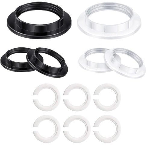 DHWEKU 6 Pieza Anillos Adaptadores E27 a E14 Convertidor,Anillos Convertidores de Plástico, para Pantalla de Lámpara+6 Pieza Convertidor de Anillo Portalámparas E14,Anillo E14 Lámpara Portalámparas