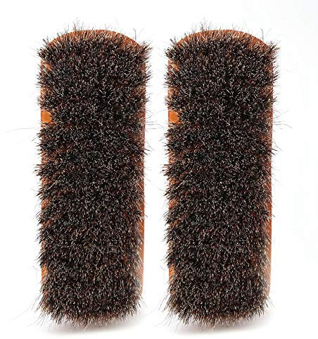 Restokki Wooden Horsehair Shoe Brushes, Soft Care Oil Polish Tool for Dress Shoes Home (mahogany color medium)