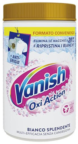 Vanish Oxi Action Multipower Polvere Bianco Splendente, Smacchiatore per Capi Bianchi, 1 Confezione da 1.5Kg per Bucato, Additivo Lavatrice Multiazione senza Candeggina