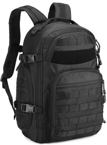 Explokit Mochila táctica militar de 30 L, 3 días, para senderismo, caza, trekking y camping y otras actividades al aire libre, #01-negro, Mittelgroße