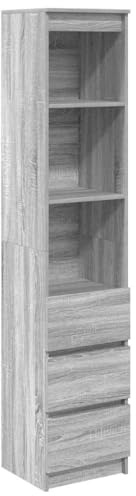 vidaXL Highboard Grey Sonoma 37.5x35x180 cm Engineered Wood, cabinet, side cabinet, tall storage cabinet, storage cabinet, tall cabinet, tall cupboard