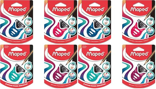 Maped - Taille-Crayons Clean Grip - Taille-Crayons avec Réservoir - 1 Trou - Coloris Aléatoire (Lot de 2)