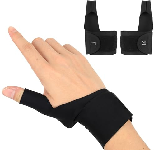 MeiHongJiaYe 1 Par de Muñequeras para Pulgar Izquierdo y Derecho, Soporte para Muñeca con Férula, Órtesis Elástica de Pulgar, Estabilizador Deportivo para Muñeca y Pulgar (Negro)