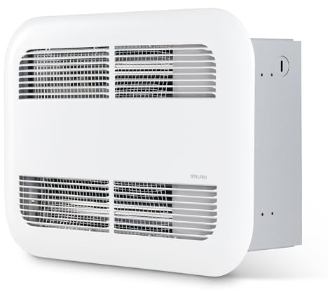 Stelpro Ceiling Heater – 1500W / 240V (1125W / 208V) – 11 1/2″ H × 16 1/2″ W – Ceiling-Mounted Sleek Model – Silent Comfort, Quick Heat – Nichrome Element – Hardwired – White (ASK1502W)
