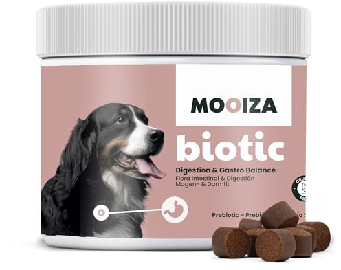 Prebióticos Natural para Perros y Gatos con Espirulina + Psyllium y Carbón Vegetal Activado - Apoyo Flora Intestinal - Suplemento Nutricional para Inmunidad Digestiva en Formato Galletas 300g | MOOIZA