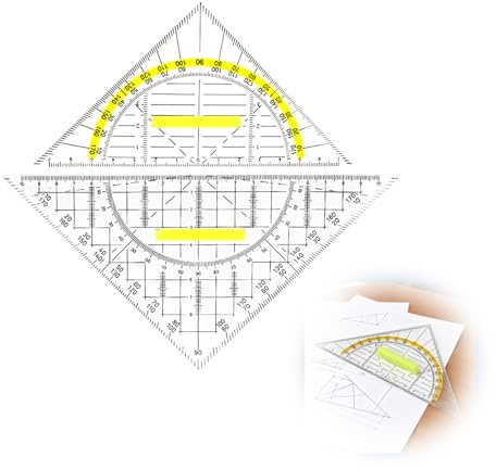 2 stycken triangelset – 20 cm och 14 cm geostisk triangel med handtag, exakt geometritriangel för längd- och vinkelmätning, perfekt för rita, potgrafisering och modellering