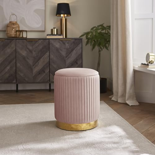 Esme Pleated Storage Stool Blush Pink