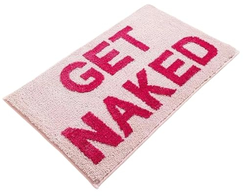 FARYODI Badteppich Hellrosa, Duschmatte, rutschfeste Badematte Get Naked, Saugfähiger Duschvorleger, Pink, Maschinenwaschbarer Badezimmerteppich Für Dusche (40x60 cm)