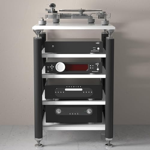 Espositore per CD, Supporto Multimediale, Scaffale per Giochi, Supporto Multimediale Av con Ciabatte, Supporto per Intrattenimento, Scaffale per Dvd, Scaffale per, Black White, 62x57x100cm