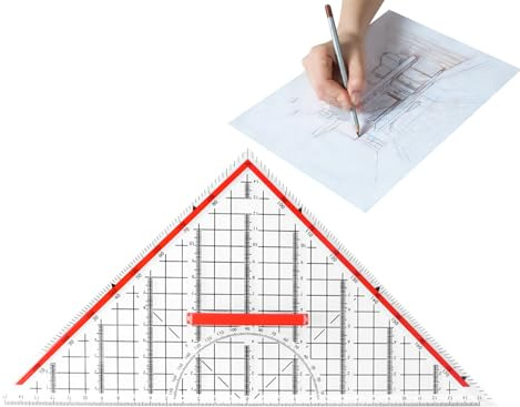 Vitsrisea Triangel | Multifunktionella geometriska verktyg för skola och kontor | geometrilinjaler, för arkitekter kontorsdesigners ingenjörer studenter konst teckning målning matematik